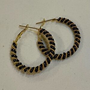 Elegant Gold and Black Hoop Earrings